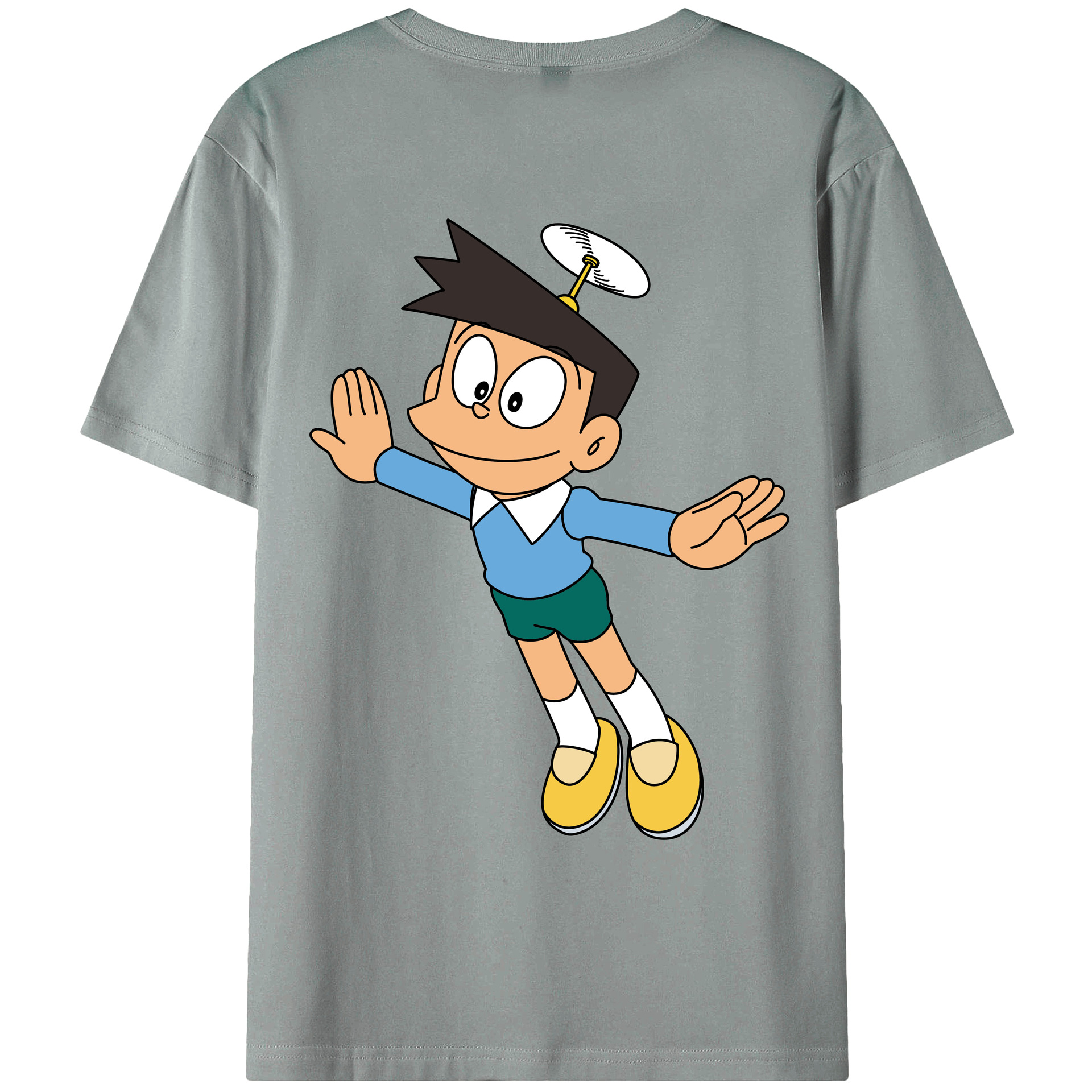 （画像用） ドラえもん 骨川 スネ夫 Doraemon Honekawa Suneo 綿100％ メンズ半袖Tシャツ（バックプリント） 通気性